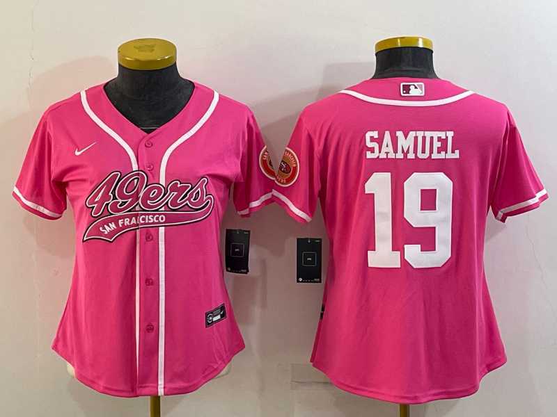 Womens San Francisco 49ers #19 Deebo Samuel Pink With Patch Cool Base Stitched Baseball Jersey->women nfl jersey->Women Jersey